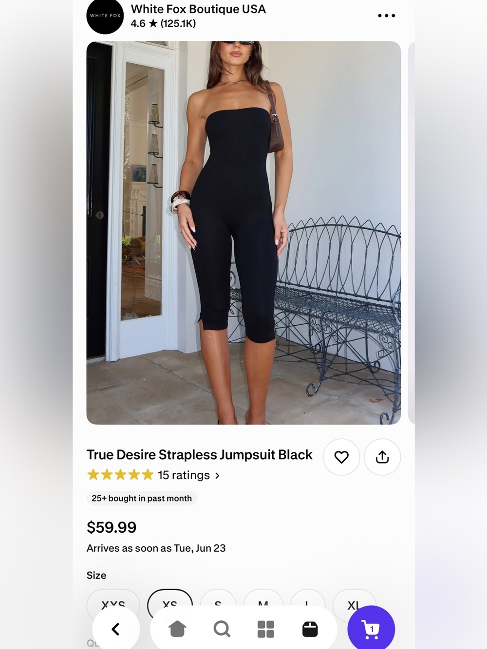 White fox jumpsuit, size XS